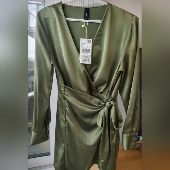 Mango Dresses & Skirts - Brand New Mango Olive Green Wrap Dress